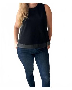 P.Cill Faux Leather Contrast Top - Blue