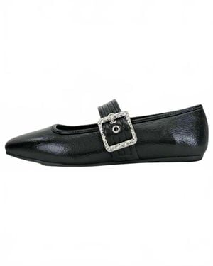 Mars Sky Shoes Maggie Buckle Strap Mary Jane Flats - Black
