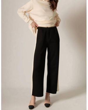 P.Cill Lula Side Stripe Wide Leg Pants - Natural