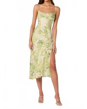 Astr Gaia Burnout Velvet Cowl Midi Dress - Yellow