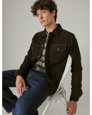 Lucky Brand Cole Hauser Suede Military Shirt Jacket - Black