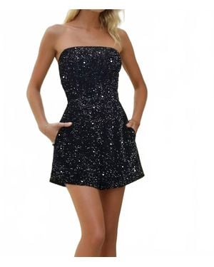 Wisteria Lane Velvet Sequins Holiday Tube Romper - Black
