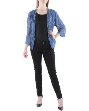 SLNY Plus Lace Sequined Bolero - Blue