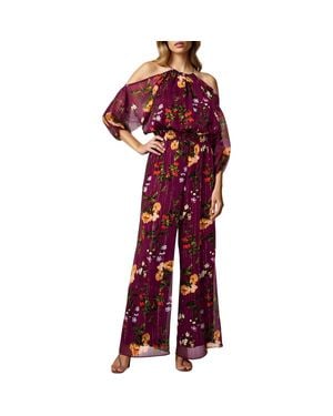 Msk Metallic Polyester Jumpsuit - Red