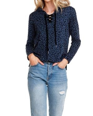 Bobi Tie Front Hoodie - Blue