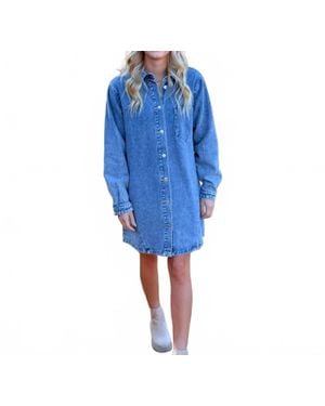 Bluivy Downtown Denim Mini Shirt Dress - Blue