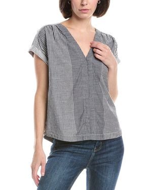 Michael Stars Claire Split Neck Top - Gray