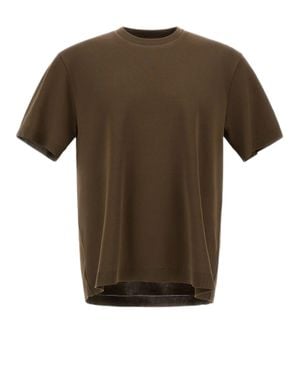 Herno Double-Layered Piqué Cotton T-Shirt With Ribbed Detailing - Green