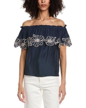 Ramy Brook Cairo Short Sleeve Top - Blue