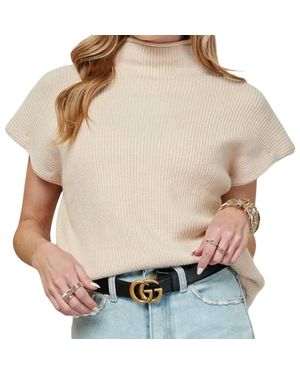 Cezele Short Sleeve Sweater Top - Natural