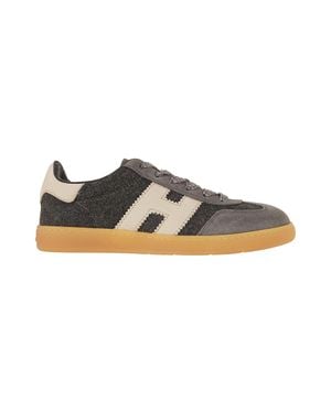 Hogan Dark Cool Wool Suede Retro Sneakers - Gray