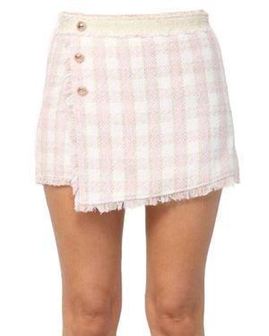 Fate Tweed Checkered Skort - White