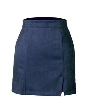 TRUEDAMES Suede Wrap Mini Skirt - Blue