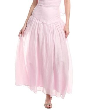 Bardot Amorette Ramie Midi Skirt - Pink