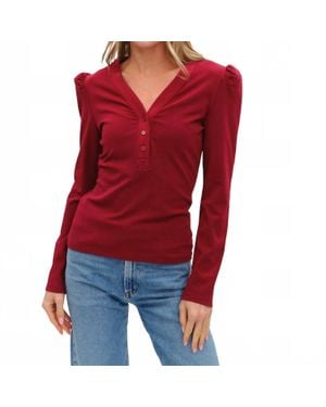 Six Fifty Emily Long Sleeve Ribbed Top - Red