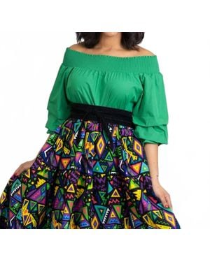 Kara Chic Radiant Off Shoulder Top - Green