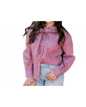 Layerz Clothing Sadie Gingham Long Sleeve Top - Pink