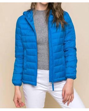 Love Tree Zip Up Puffer Jacket - Blue