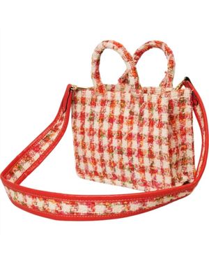 Fashion CITY Tweed Small Tote Bag - Red