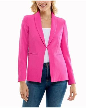 Nicole Miller Isla Stretch Crepe One Button Blazer - Pink