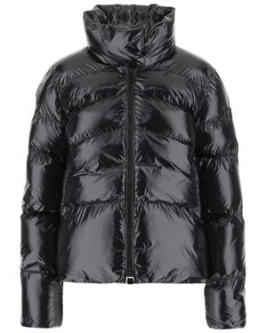 Pinko High Collar Quilted Puffer Jacket With Glossy Finish - Black