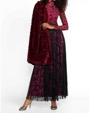 Johnny Was Yolanda Pleated Maxi Skirt - Red