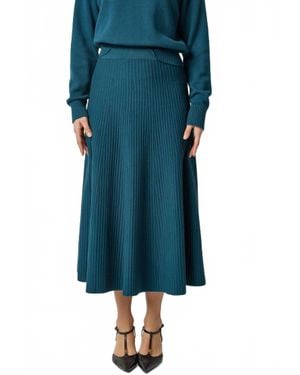 Lilla P Flared Knit Midi Skirt - Blue