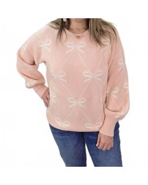 Sew In Love Bow Print Sweater - Orange