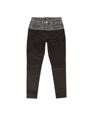 Amiri Contrast Leather Aged Skinny Jeans - Black
