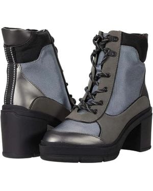 Rocket Dog Karli Boots Gunmetal Round Toe Block Heel Ankle Zap767 - Black