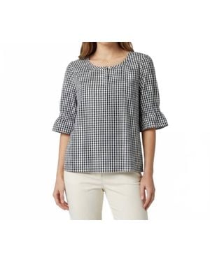 Foil Check Hidden Placket Blouse - Gray