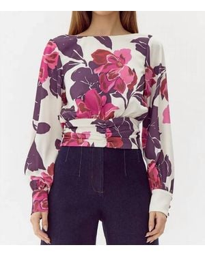 Adelyn Rae Charlene Smock Waist Blouse - Purple