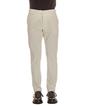 Tagliatore Wide Ribbed Corduroy Pants With Tailored Fit - Natural
