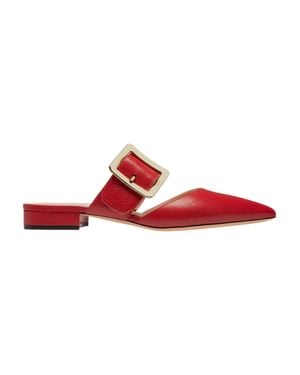 Bally Jemina 6238151 Lipstick Calf Plain Leather Flat Mules - Red
