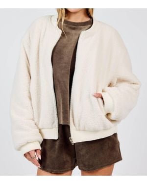 Sadie & Sage Jill Reversible Zip Up Bomber Jacket - Natural