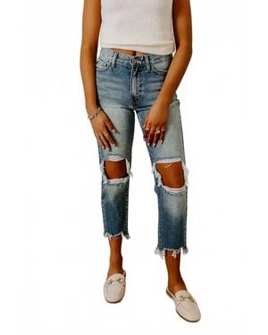 Kancan Avianna High Waist Distressed Jeans - Blue