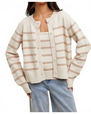 Wishlist Striped Cami And Cardigan Set - Natural