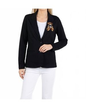Suzy T Bear Patch Blazer - Black