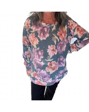 Sew In Love Scattered Blooms Hi-Lo Crew Neck Top
