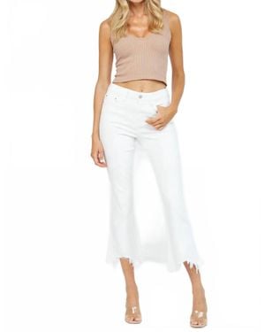 mica denim Crop Flare Jean - White