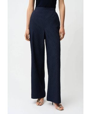 Joseph Ribkoff Jacquard Geometrical Texture Wide Leg Pull-On Pants - Blue