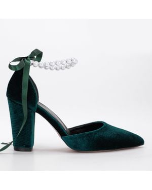 Forever & Always Shoes Agnes Pearl Wedding Heels - Green