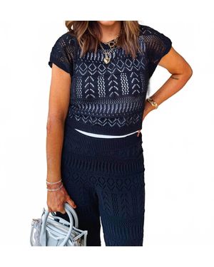 Elan Vanessa Crop Crochet Top - Blue