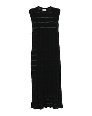 Ferragamo Cable Knit Midi Dress - Black