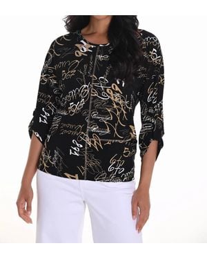 FRANK LYMAN Text Print Knit Top - Black