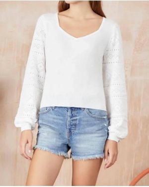 Isla Anna Pointelle V Neck - Blue