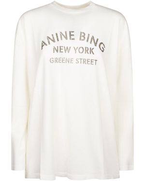 Anine Bing Ivan New York Stencil Long Sleeve T-Shirt - White
