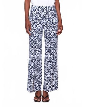 Charlie b Front Slits Printed Wide Leg Pants - Blue