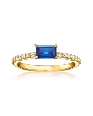 RS Pure By Ross-Simons Lab-Grown Sapphire Ring With Lab-Grown Diamonds - Blue