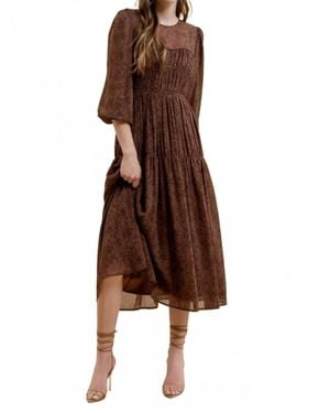 Blu Pepper Tori Long Sleeve Floral Dress - Brown
